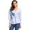 Embroidery Wrap Blouse with Tie Belt