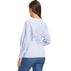 Embroidery Wrap Blouse with Tie Belt