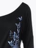 Butterfly Print Skew Collar Blouson Dress