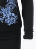 Butterfly Print Skew Collar Blouson Dress
