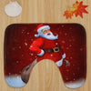 Christmas Santa Claus Pattern 3 Pcs Toilet Mat Bath Mat