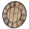 European Style Wooden Metal Non-ticking Quartz Wall Clock