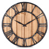 European Style Wooden Metal Non-ticking Quartz Wall Clock