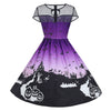 Halloween Mesh Insert Vintage A Line Dress