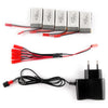 2 to 5 JST Plug Cable + 5 x 3.7V 750mAh LiPo + Charger for MJX X400 / X800 Quadcopter U.S Standard