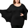 Women Casual Large Size Round Color Batwing Sleeve T-shirt