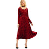 Long Sleeve Velvet Tea Length Flowy Party Dress