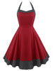 Halter Lace Up Polka Dot Vintage Dress