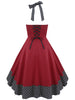 Halter Lace Up Polka Dot Vintage Dress