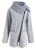 Plus Size Fleece Oblique Zipper Turn Down Hoodie