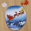 3Pcs Christmas Sled Moon Toilet Bath Rugs Set
