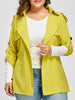 Plus Size Raglan Sleeve Lapel Belted Jacket