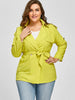 Plus Size Raglan Sleeve Lapel Belted Jacket