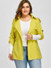 Plus Size Raglan Sleeve Lapel Belted Jacket