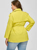 Plus Size Raglan Sleeve Lapel Belted Jacket
