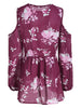Flounce Floral Cold Shoulder Blouse