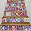 Tile Decals Mexican Traditional Stair Stickers 7.1 x 39.4 inch 6pcs