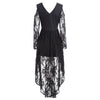 Lace Long Sleeve Open Shoulder High Low Dress