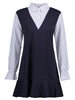Plus Size Striped Panel Drop Waist Dress
