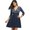 Lace Insert Surplice A Line Dress