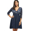 Lace Insert Surplice A Line Dress