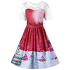 Christmas Lace Yoke Swing Dress