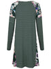 Raglan Sleeve Floral Print Striped Dress