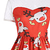 Mesh Panel Cute Christmas Reindeer Party Dress