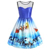 Christmas Sleeveless Snow View Print Vintage Dress