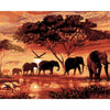 DIY Setting Sun Elephants Painting Art Wall Home Decoration