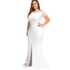 Off The Shoulder Lace Slit Plus Size Dress