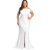 Off The Shoulder Lace Slit Plus Size Dress