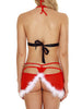 Christmas Romantic Cutout Feather See Through Santa Lingerie  Babydoll