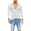 V Neck Buttons Design Long Sleeve T-shirt