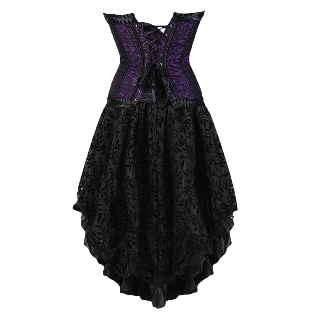 Plus Size Lace-up Two Piece Corset Dress