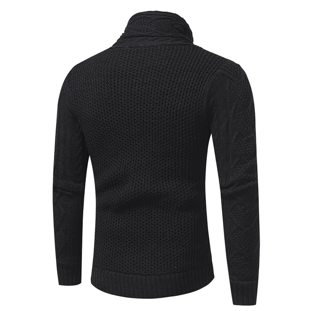 Cowl Neck Horn Button Single Breasted Cardigan