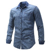 Turndown Collar Pocket Bleached Effect Chambray Shirt
