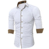 Turndown Collar Color Block Edging Shirt