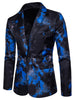 Lapel One Button Flame Tie Dye Print Blazer