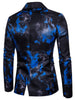 Lapel One Button Flame Tie Dye Print Blazer