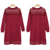 Sexy Stand Collar Long Sleeve Lace Spliced Women Dress