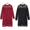 Sexy Stand Collar Long Sleeve Lace Spliced Women Dress