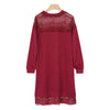 Sexy Stand Collar Long Sleeve Lace Spliced Women Dress