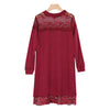Sexy Stand Collar Long Sleeve Lace Spliced Women Dress