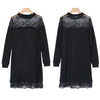Sexy Stand Collar Long Sleeve Lace Spliced Women Dress