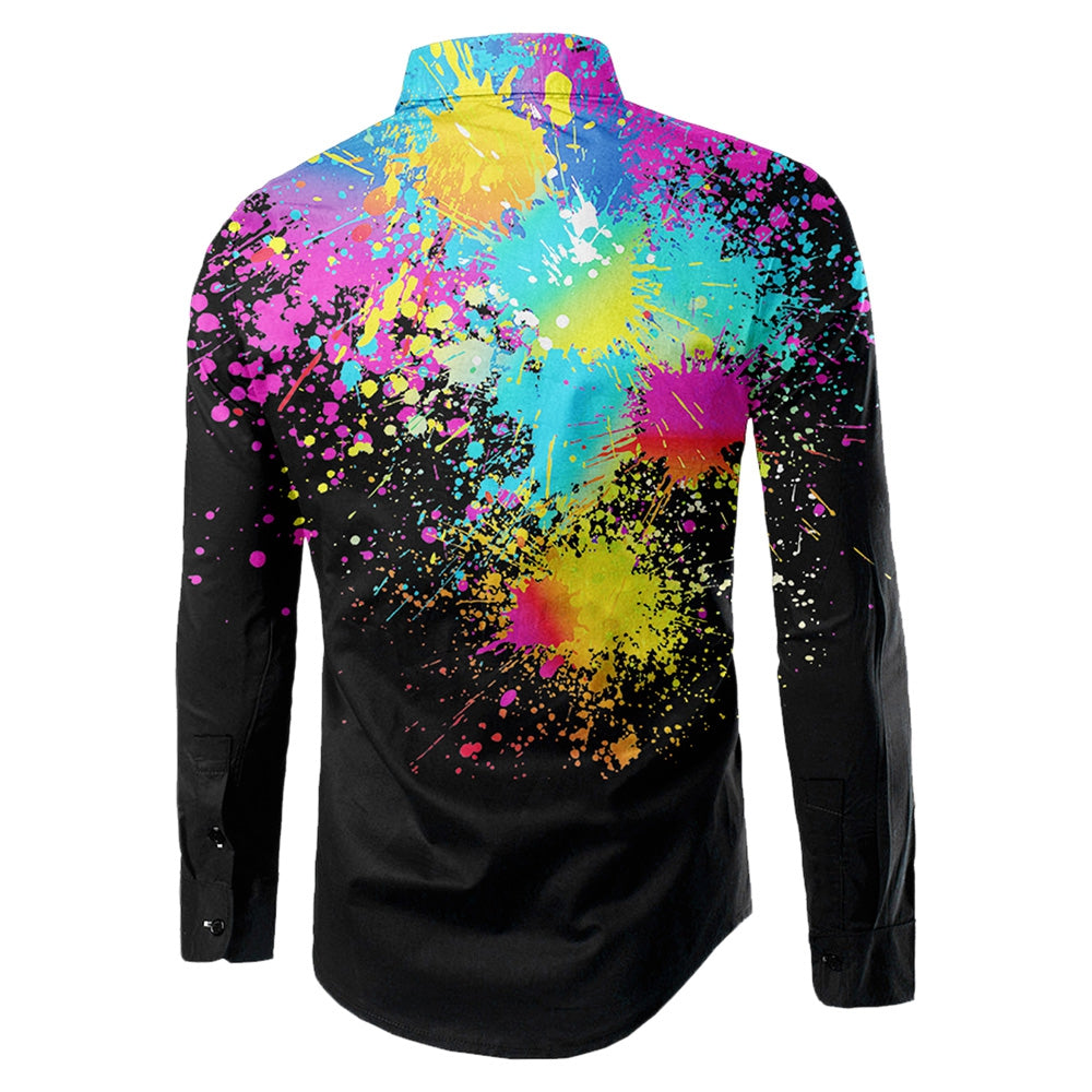 Color Paint Splatter Button Up Shirt