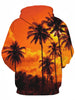 Hooded 3D Hawaiian Trees Print Pullover Hoodie