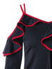 Contrast Trim Flounced Skew Collar Top