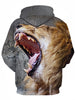 Hooded 3D Lion Print Pullover Hoodie