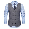 V Neck Double Breasted Belt Design Waistcoat